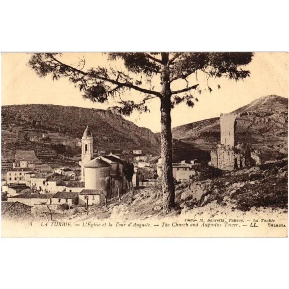 1910- LA TURBIE. - L'Église et la Tour d'Auguste- La Turbie, France Postcard